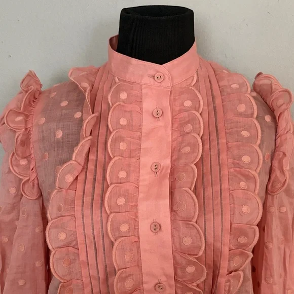 Zimmermann Mae Ruffled Ramie Shirt co NWT AUS 0=US 4 - Picture 5 of 14